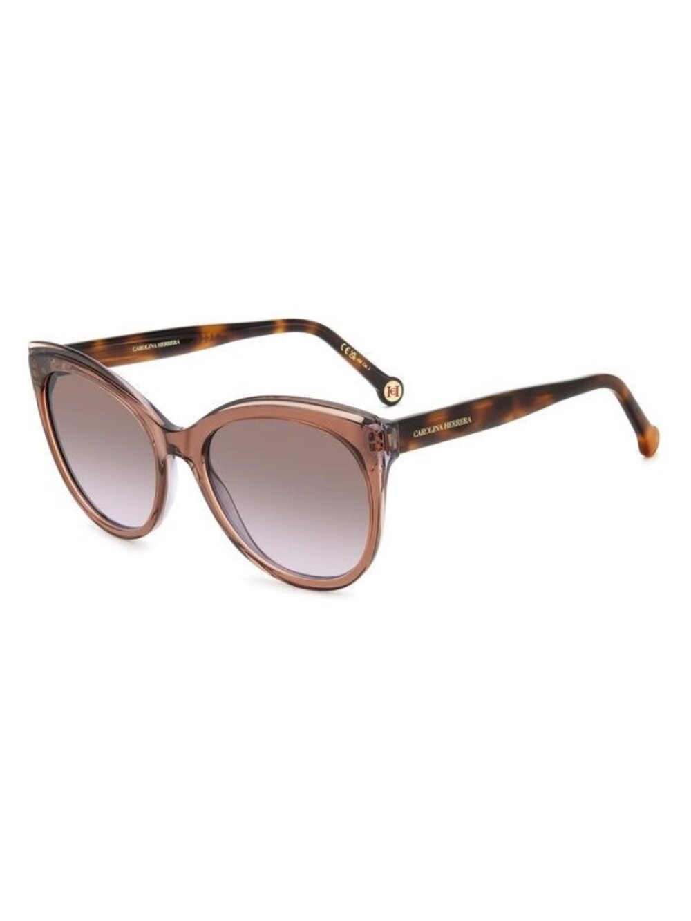 New Carolina Herrera Women's Sunglasses Grey Butterfly Brown Lens Acetate Frame
